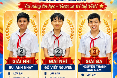 TRƯỜNG THCS NGUYỄN TẤT THÀNH, QUẢNG PHÚ, ĐẮK LẮK VINH DANH 3 HỌC SINH XUẤT SẮC TẠI HỘI THI TIN HỌC TRẺ TOÀN QUỐC LẦN THỨ XXXII, NĂM 2026 – KHU VỰC MIỀN TRUNG – TÂY NGUYÊN